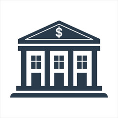simple vector icon of a bank building with dollar