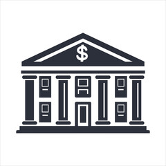 simple vector icon of a bank building with dollar