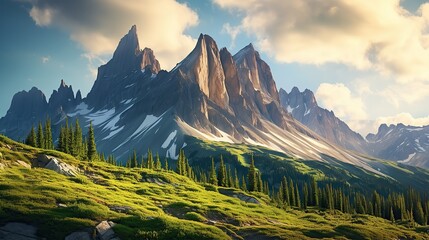 Large hills sit atop the cliffs - obrazy, fototapety, plakaty