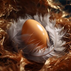 egg with feathers wrapped in feathers