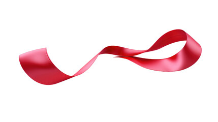 3d elegant red ribbon isolated on transparent background