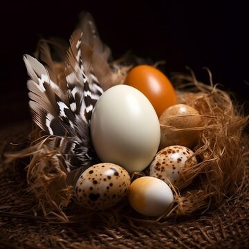 easter eggs in a nest