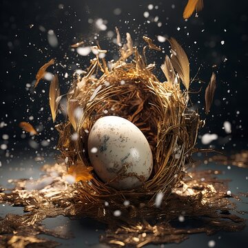 egg wrapped in straw nest 