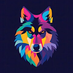 Wolf Animal Logo Design Multicolor Artwork Generative AI