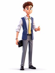 3D Illustration of a one young man work dress, Generated AI
