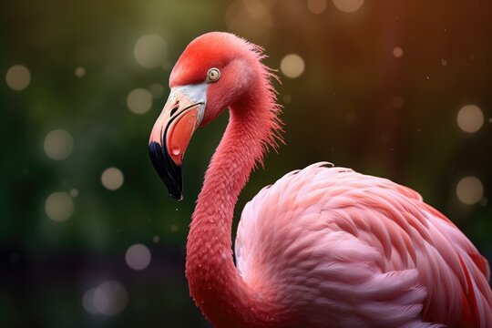 Beautiful Flamingo bird, flamingos standing in the lagoon. the Galapagos islands, Ai generated