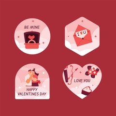 Vector flat style valentines day love labels