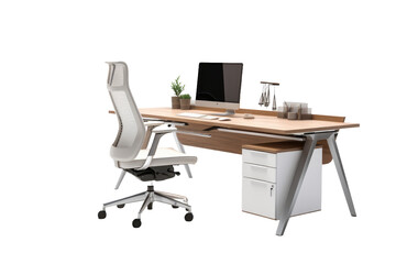 Sleek Office Desk Isolated On Transparent Background