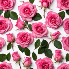 Pink roses on white background