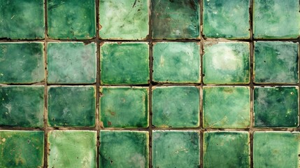 Vintage green ceramic tiles, perfect for a classic kitchen or bathroom decor, Ai Generated