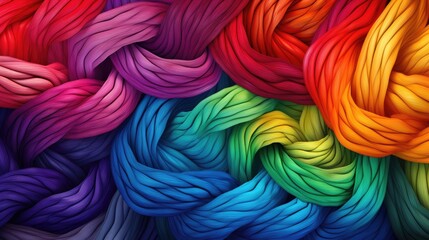 Vibrant rainbow yarn collection, perfect for colorful knitting projects, Ai Generated