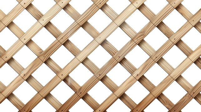 Seamless square grid wood lattice texture, isolated on a transparent background, Ai Generated