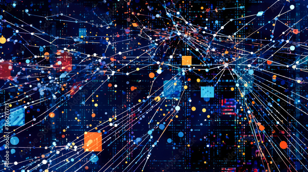 Wall mural abstract technology in dark background: the transformation of intimidating data in the age of global