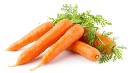 Embrace the essence of natural goodness with a bunch of organic carrots, vibrant and wholesome against a pure white backdrop, Ai Generated.