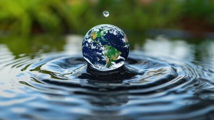 A water drop cradling the Earth symbolizes World Water Day, highlighting global conservation, Ai Generated.
