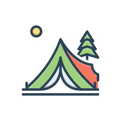 Color illustration icon for tent