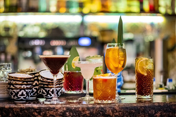 tasty cocktails in the bar