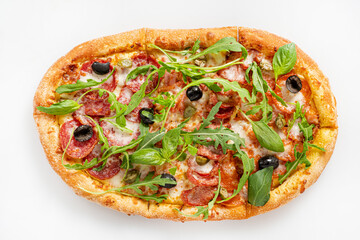 italian pizza on the white background