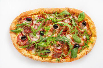 italian pizza on the white background