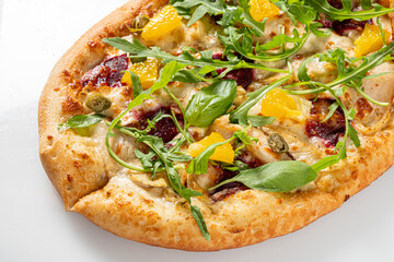 italian pizza on the white background