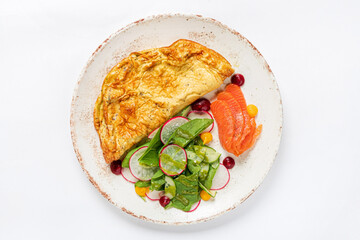 omelet with vegetables and salted salmon