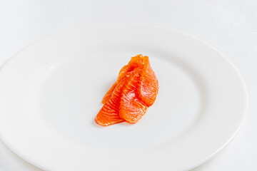 salted salmon on the white plate