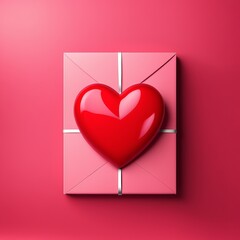3D Rendering Heart on a pink background. Happy Valentine's Day Banner