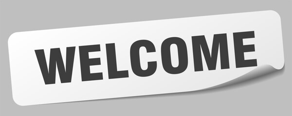 welcome sticker. welcome label