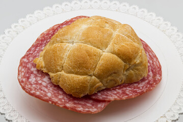 Italian panino al salame, salami sandwich.