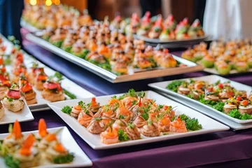 Fotobehang Culinary delight. A lavish buffet spread, perfect for celebrations and parties. Elevate your event with this exquisite catering food concept. Bon appétit. © Amila Vector