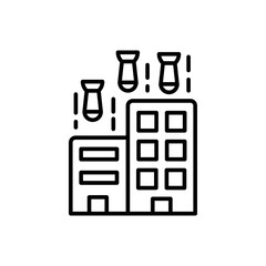 Building bomb outline icons, minimalist vector illustration ,simple transparent graphic element .Isolated on white background