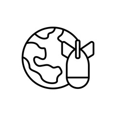 World bomb outline icons, minimalist vector illustration ,simple transparent graphic element .Isolated on white background