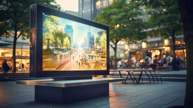 A smart park with augmented reality displays and interactive installations,  promoting technological engagement in public spaces