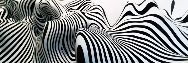 a distorted black and white striped background, generative AI