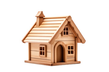 Wooden Dollhouse Isolated On Transparent Background
