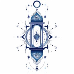 Ramadan illustration With Beautiful Lanterns isolated in white background