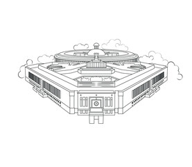 illustration of Indian Parliament and Sansad Bhavan building in Central Vista.