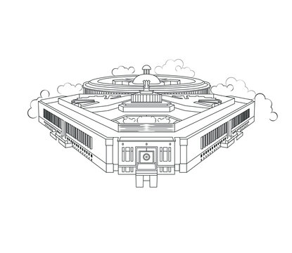illustration of Indian Parliament and Sansad Bhavan building in Central Vista. World tourism day
