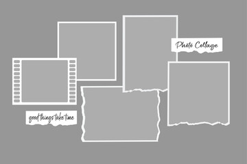 5 photo collage template. vector illustration, new collections