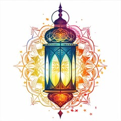 Ramadan illustration With Beautiful Lanterns isolated in white background