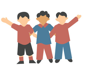 Faceless Little Boy Friendship Illustration