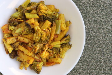 Broccoli Aloo subji or Broccoli And Potato Stir Fry 