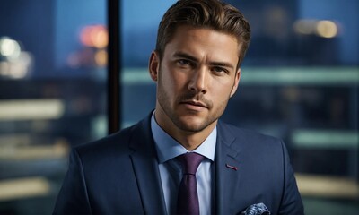 Fototapeta premium Portrait of successful businessman in modern office