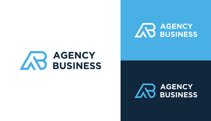 Initial Letter AB BA Monogram with Simple Classic Connected Lines Logo Design
