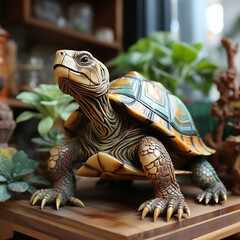 Animal_statues_ornaments_home_wooden_statues_cute_turtle