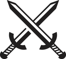 Fotobehang Crossed swords icon, heraldic weapon sign sword logo icon vector illustration design © Stud