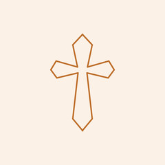 Christian cross in continuous line drawing style. Line art of christian cross. Vector illustration. Abstract background