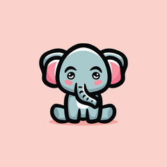 Cute Elephant Cartoon Mascot Animal Vector Logo Design illustration