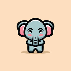 Cute Elephant Cartoon Mascot Animal Vector Logo Design illustration