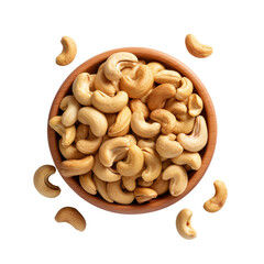 Fototapeta premium Cashew top view isolated on a transparent background